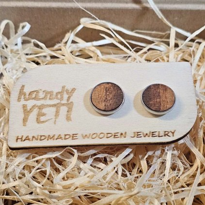 drevene nausnice pecky orech 12mm 1