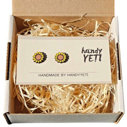 drevene nausnice slunecnice fler