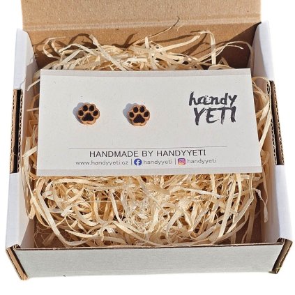 drevene nausnice psi tlapky 1