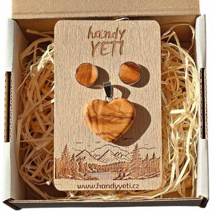 olivove srdce drevene nausnice IV 1