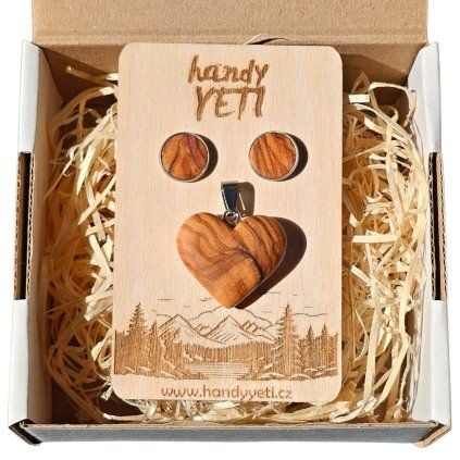 olivove srdce drevene nausnice V 1