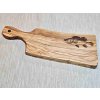 Servírovací prkénko z olivového dřeva – 30 × 12 cm s rukojetí (motiv ryby)