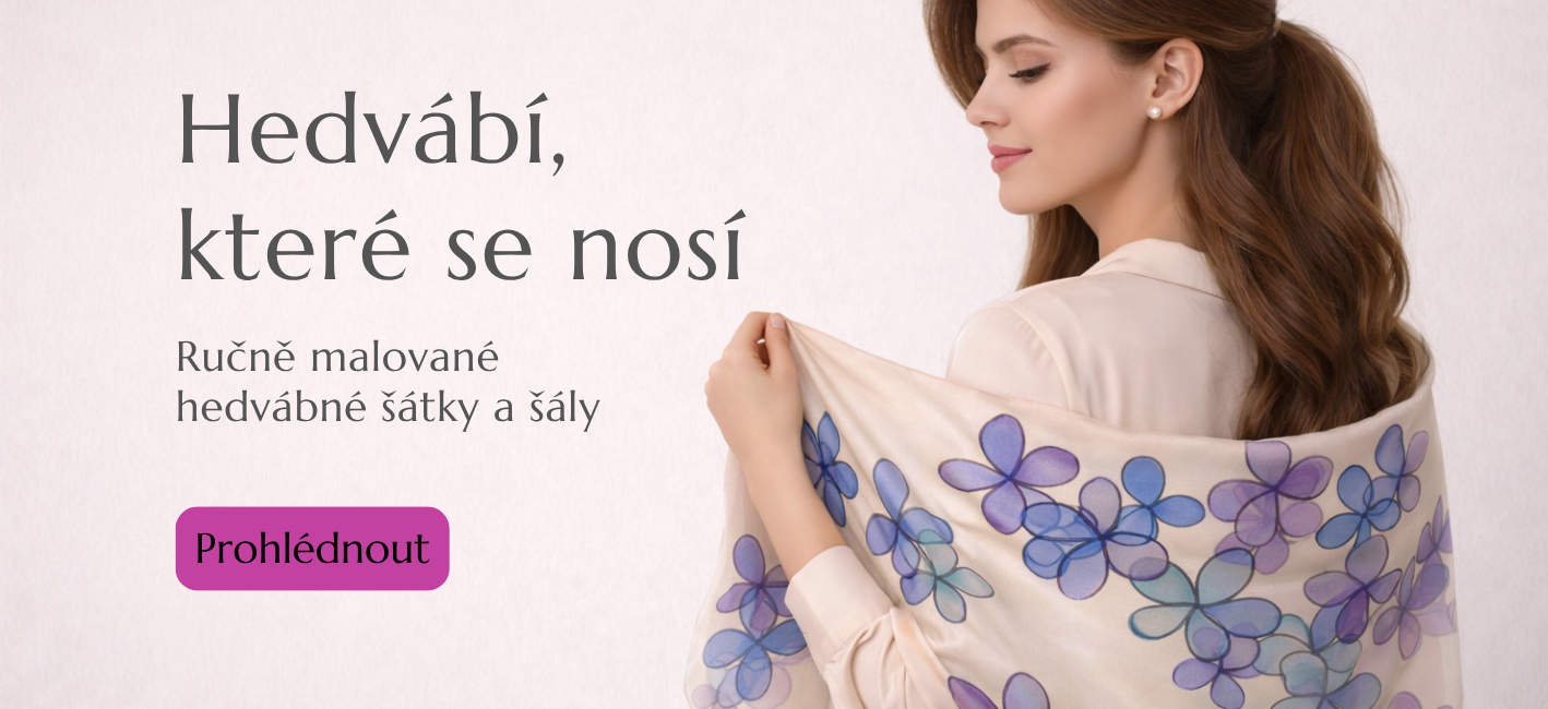 Ručně malovaný hedvábný šátek