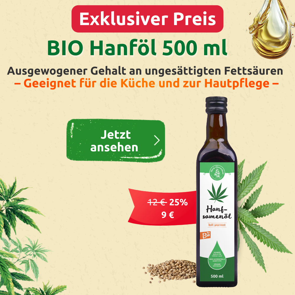 25 % Rabatt auf Hanföl