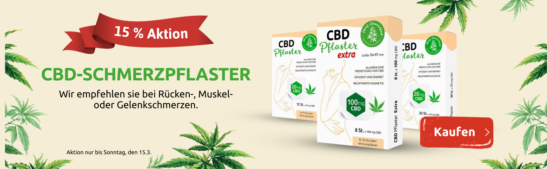 15 % Rabatt auf CBD-Pflaster