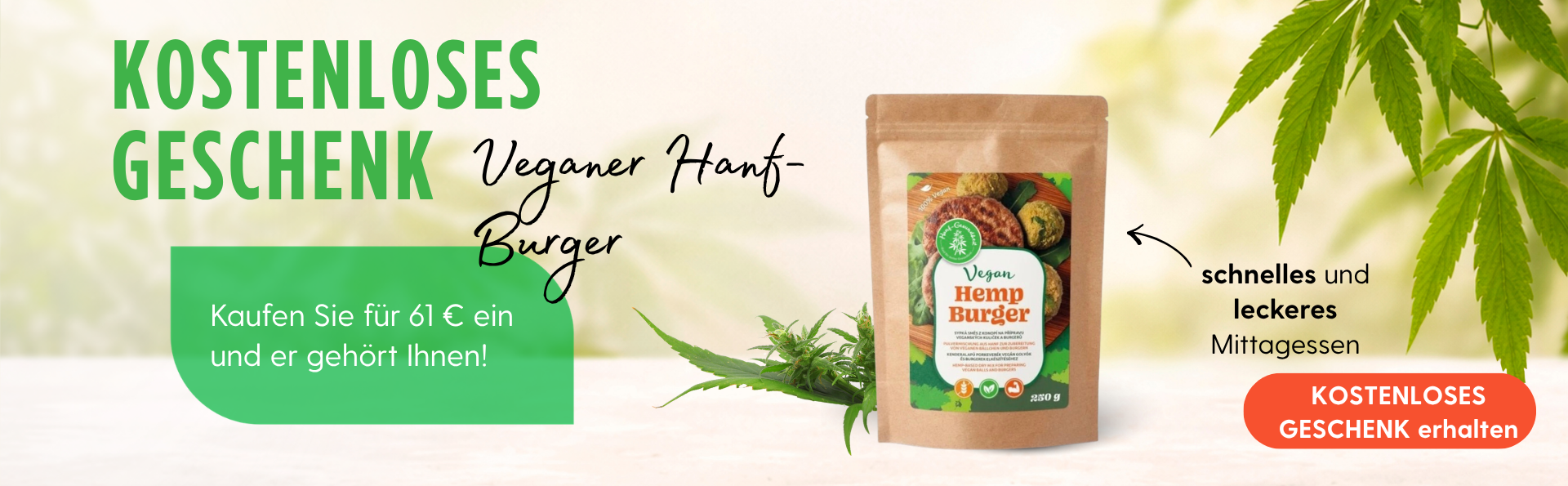 Veganer Hanf-Burger gratis