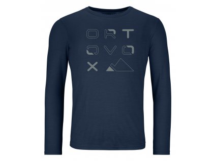 185 Merino Brand Outline Long Sleeve Men's (Size M, Color Dark Pacific)