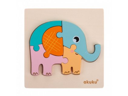 Barevné dřevěné puzzle Slon|Hannel