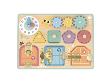 Tooky Toy – Dřevěná vzdělávací deska se zámky a aktivitami