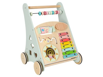 Push toy for children wooden walker with abacus blue 178864