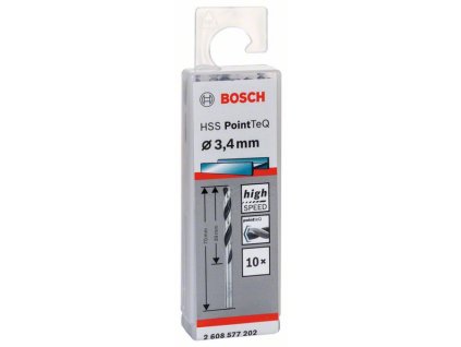 BOSCH Spirálový vrták HSS PointTeQ 3,4 mm Professional (2608577202)