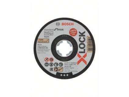 BOSCH Plochý řezný kotouč Standard for Inox systému X-LOCK 115×1×22,23 mm Professional