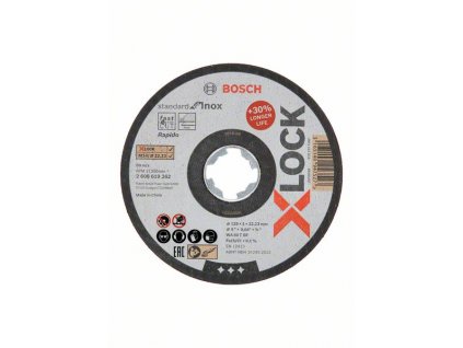 BOSCH Plochý řezný kotouč Standard for Inox systému X-LOCK, 125×1×22,23 mm Professional