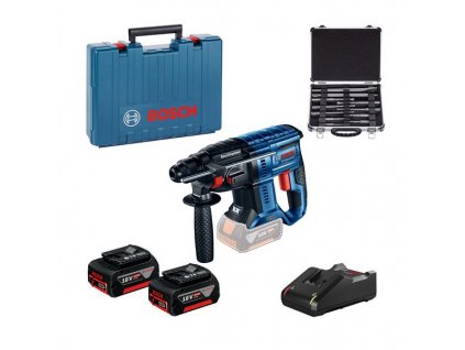 BOSCH GBH 180-LI + 11dílná sada vrtáků SDS plus + 2× akumulátor GBA 18V 4.0Ah v kufříku