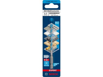 BOSCH Víceúčelový vrták EXPERT HEX-9 MultiConstruction, 5,5 × 60 × 100 mm