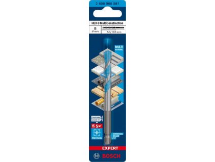 BOSCH Víceúčelový vrták EXPERT HEX-9 MultiConstruction, 8 × 50 × 100 mm