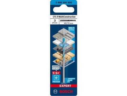 BOSCH Víceúčelový vrták EXPERT CYL-9 MultiConstruction, 3 × 40 × 70 mm