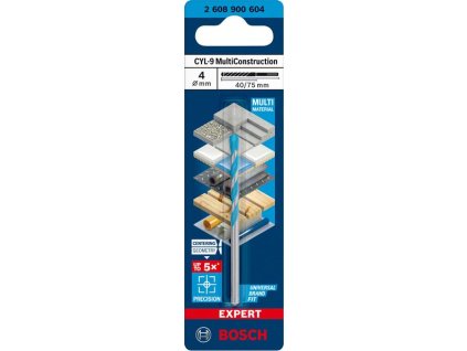 BOSCH Víceúčelový vrták EXPERT CYL-9 MultiConstruction, 4 × 40 × 75 mm (2608900604)