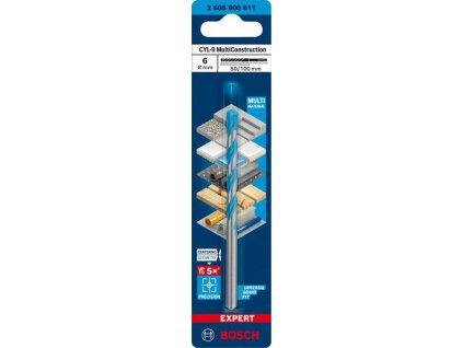 BOSCH Spirálový vrták EXPERT CYL-9 MultiConstruction, 6 × 60 × 100 mm