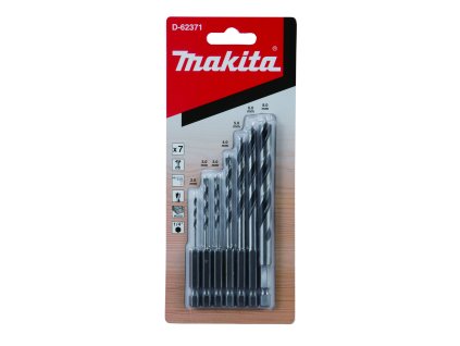 Sada vrtáků do dřeva 2-8mm (po 1), stopka HEX 1/4", 9ks - D-62371