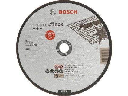BOSCH Přímý řezací kotouč Standard for Inox 230 × 1,9 × 22,23 mm