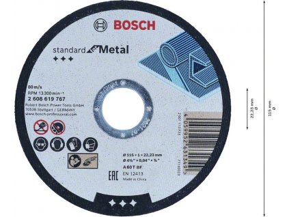 BOSCH Rovný řezací kotouč Standard for Metal 115 mm, 22,23 mm