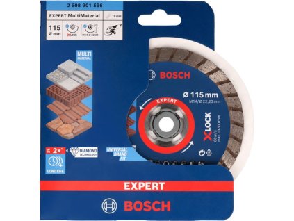 BOSCH Diamantový řezací kotouč EXPERT MultiMaterial X-LOCK 115 × 22,23 × 2,4 × 12 mm (2608901596)