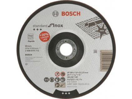 BOSCH Řezací kotouč Standard for Inox s prolomeným středem, 180 × 1,6 × 22,23 mm