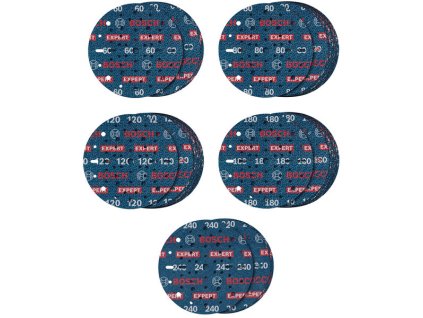 BOSCH 55dílná sada brusných kotoučů EXPERT O780 s fólií, 150 mm, G60 (5×); G80 (15×); G120 (15×); G180 (15×), G240 (5×)