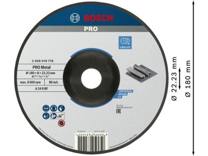 BOSCH Hrubovací kotouč PRO Metal, 180 × 8 × 22,23 mm