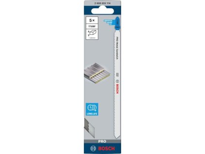 BOSCH Pilový plátek pro přímočaré pily PRO Metal Sandwich T718BF, 180 mm, 5 ks