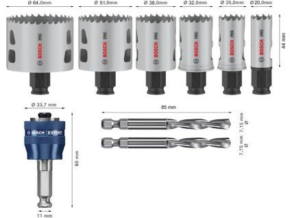 Bosch Sada děrovek PRO Multi Material PC Plus, 9 ks (2608594427)