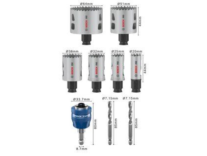 Bosch Sada děrovek PRO Multi Material PC Plus, 9 ks (2608594435)