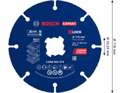 Bosch Víceúčelové řezací kotouče EXPERT Carbide Multi Wheel X-LOCK 115 mm, 22,23 mm, 10 ks Professional (2608902376)