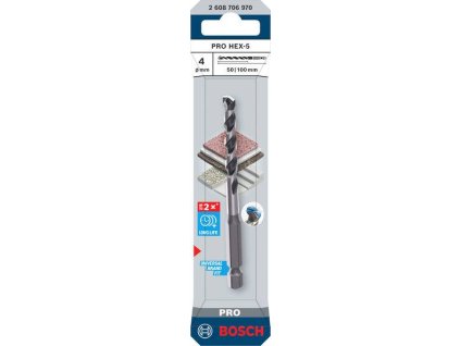 Bosch Vrták PRO HEX-5, 4 × 50 × 100 mm Professional (2608706970)