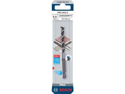 Bosch Vrták PRO HEX-5, 5,5 × 50 × 100 mm Professional (2608706974)
