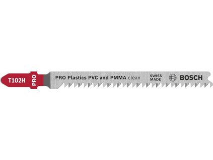 Bosch Pilový plátek pro přímočaré pily PRO Plastics PVC a PMMA clean T102H, 100 mm, 2 ks Professional (2608667049)