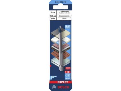 Bosch Sada vrtáků EXPERT HEX-9 Hard Ceramic, 5 × 90; 6 × 90; 8 × 90 mm, 3 ks Professional (2608902312)