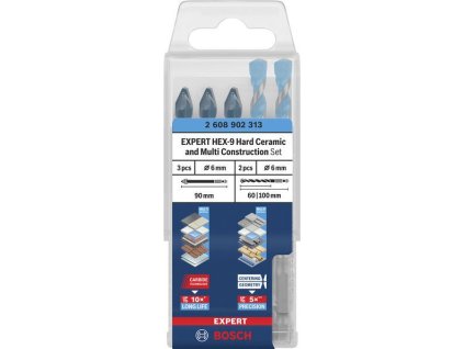 Bosch Sada EXPERT HEX-9 Hard Ceramic a HEX-9 Multi Construction, 5 ks Professional (2608902313)