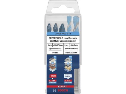 Bosch Sada EXPERT HEX-9 Hard Ceramic a HEX-9 Multi Construction, 5 ks Professional (2608902314)