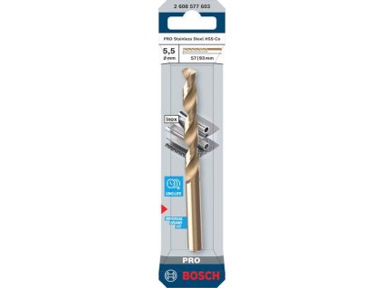 Bosch Vrták do kovu PRO Stainless Steel HSS-Co, 5,5 × 57 × 93 mm Professional (2608577603)