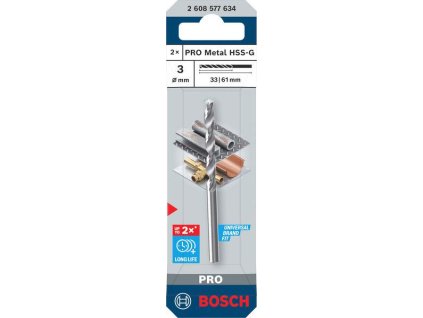 Bosch Vrták do kovu PRO Metal HSS-G, 3 × 33 × 61 mm Professional (2608577634)