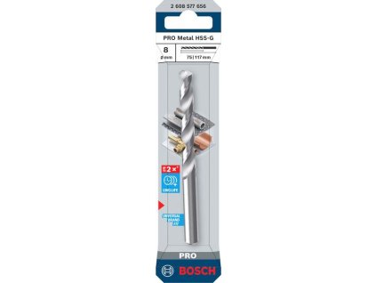 Bosch Vrták do kovu PRO Metal HSS-G, 8 × 75 × 117 mm Professional (2608577656)