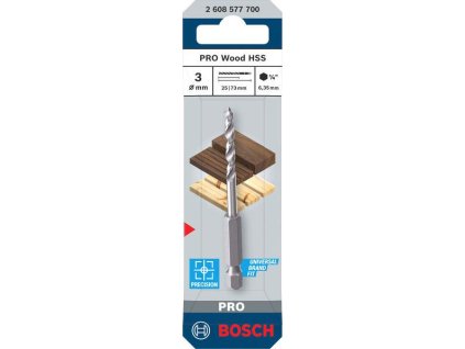 Bosch Vrták HSS do dřeva PRO Wood HSS, 3 × 25 × 73 mm Professional (2608577700)