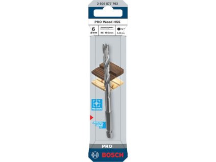 Bosch Vrták HSS do dřeva PRO Wood HSS, 6 × 49 × 105 mm Professional (2608577703)