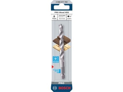Bosch Vrták HSS do dřeva PRO Wood HSS, 8 × 75 × 117 mm Professional (2608577704)