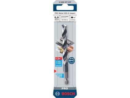 Bosch Vrták do kovu PRO Metal HSS-G Impact, 6,8 × 69 × 109 mm Professional (2608577577)