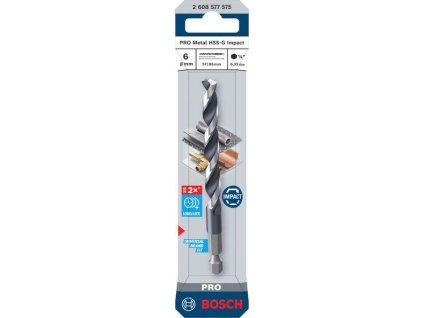 Bosch Vrták do kovu PRO Metal HSS-G Impact, 6 × 57 × 98 mm Professional (2608577575)