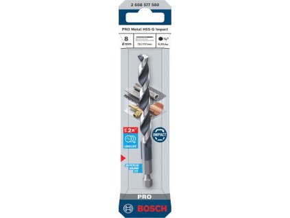 Bosch Vrták do kovu PRO Metal HSS-G Impact, 8 × 75 × 117 mm Professional (2608577580)