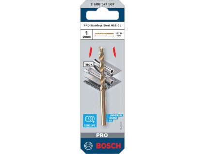 Bosch Vrták do kovu PRO Stainless Steel HSS-Co, 1 × 12 × 34 mm Professional (2608577587)